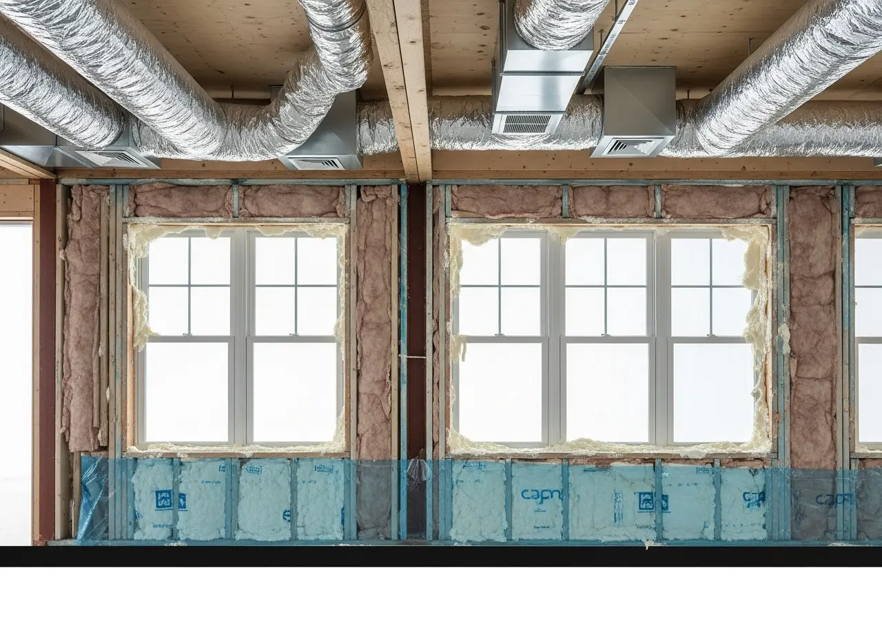 Maine home showing interconnected building systems — insulation, air sealing, moisture management