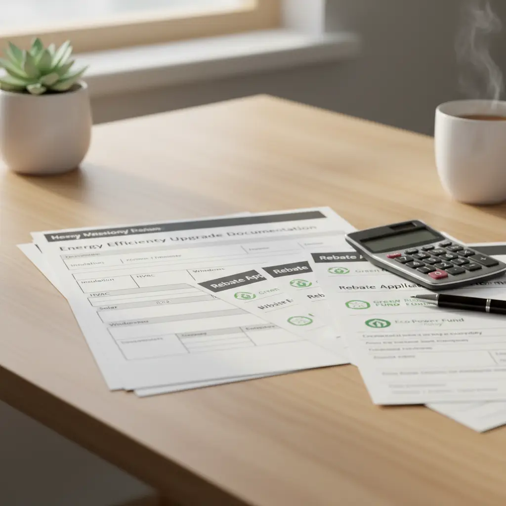 Maine homeowner reviewing Efficiency Maine rebate savings with Mattra contractor