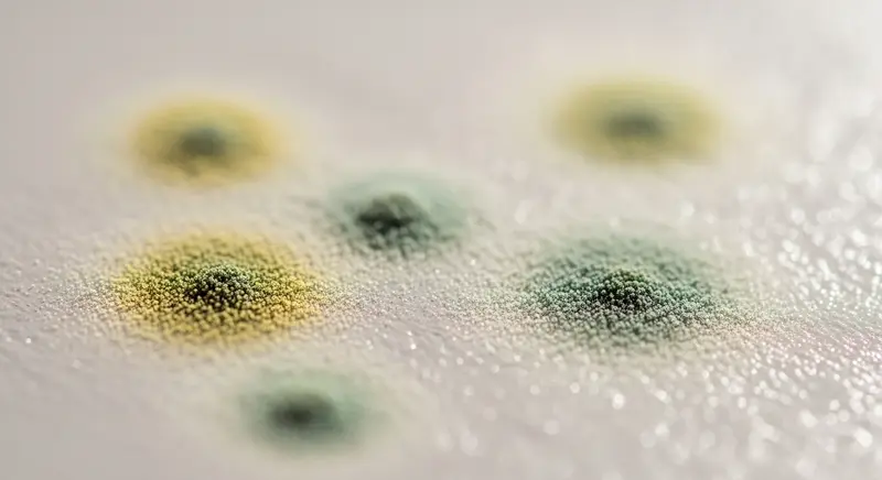 Aspergillus mold — early growth on a damp indoor surface