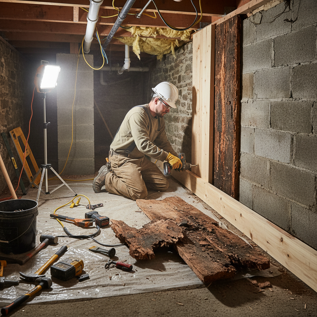 Wood rot repair service in Lewiston-Auburn for moisture-damaged framing and subfloors