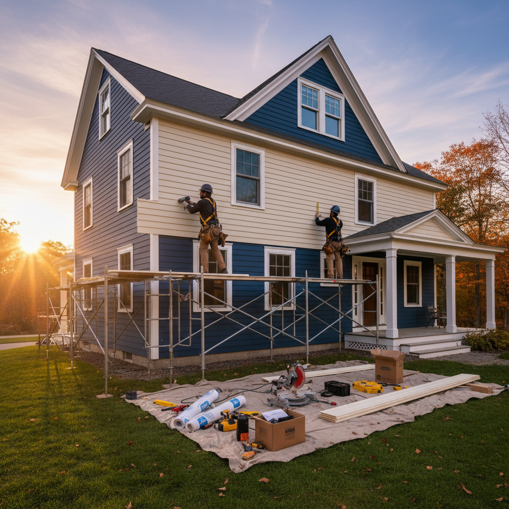 Siding repair and replacement on a Maine home exterior